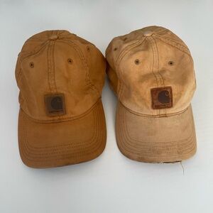 2 Distressed Thrashed Carhartt Baseball Caps Gold Tan